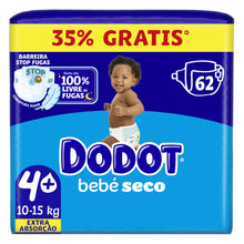Load image into Gallery viewer, Fraldas Dodot Bebé Seco T4+ (10 a 15kg) – 62 Unidades