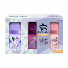 Carregar imagem no visualizador da galeria, Tommee Tippee Closer to Nature - Biberão 260ml, pack de 3 unidades (Coleção Jungle Purple)
