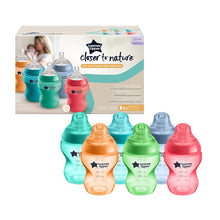 Carregar imagem no visualizador da galeria, Tommee Tippee Closer to Nature - Biberão 260ml, pack de 6 unidades (Coleção Bright)