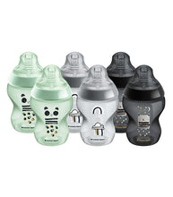 Carregar imagem no visualizador da galeria, Tommee Tippee Closer to Nature - Biberão 260ml, pack de 6 unidades (Coleção Ollie, Pip e Nube)