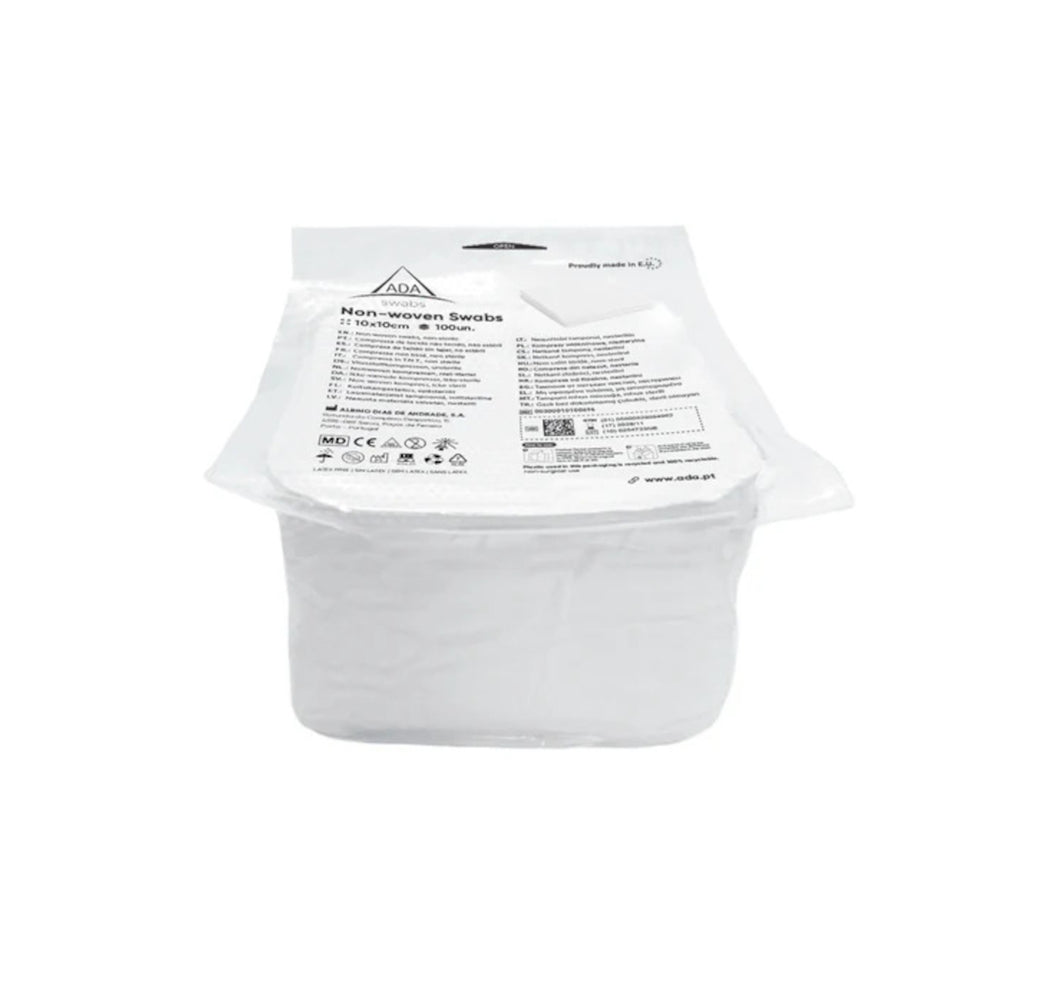 Compresses non stériles en TNT (tissu non tissé) ADA 10x10cm 4 couches 30g/m2 - 100 Unités