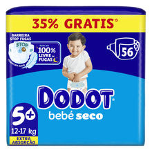 Load image into Gallery viewer, Fraldas Dodot Bebé Seco T5+ (12 a 17kg) – 56 Unidades
