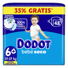 Load image into Gallery viewer, Fraldas Dodot Bebé Seco T6+ (14 a 19kg) – 48 Unidades
