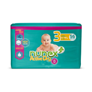 Nunex Active Dry T3 diapers (4-10Kg) - 56 units