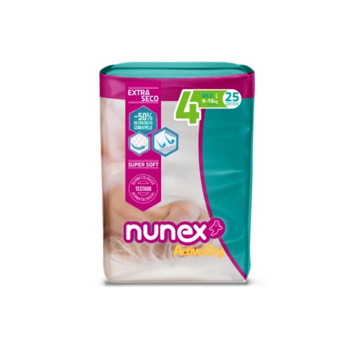 Pañales Nunex Active Dry T4 (9-15Kg) - 25 unidades