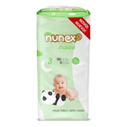 Nunex Dropline T3 diapers (4-10Kg) - 72 units
