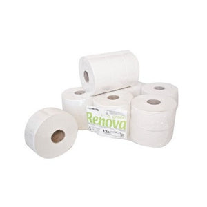 Papier toilette jumbo Renova vert double feuille (12 rouleaux x 90 m)