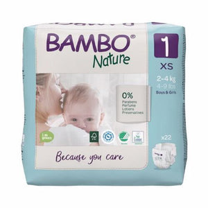 Bambo Nature Diapers 1 XS 2-4Kg - 132 units
